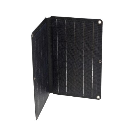 HOME MSC10W hordozható napelemes USB töltő, összecsukható, 10Watt, 2xUSB, LED töltésjelző, felakasztható, tartozék karabinerekkel