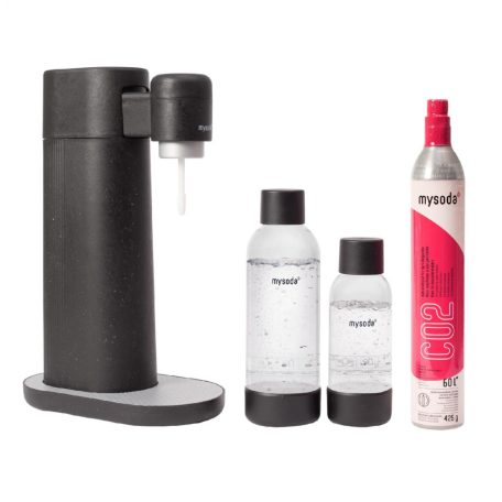 Mysoda Toby MSO-TB001F-B, fekete színű, tartós biokompozitból készült, 2 db újrafelhasználható vizes palack tartozék, max. üzemi nyomás: 10 bar