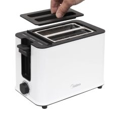   Midea MT-RP2L09W kenyérpirító, max. 950 W, 6-fokozatú időzítés, visszajelző fények, vezetéktároló, fehér-fekete