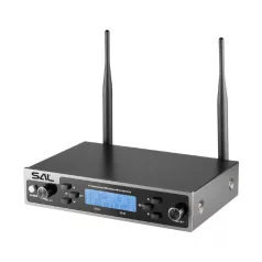   SAL MVN610 professzionális vezeték nélküli mikrofon szett, kb.50m hatótávolság, fém kézi mikrofonok, asztali profi vevőegység, automatikus párosítás, 2x100 UHF csatorna a zavarmentes vételért
