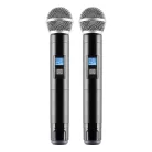 SAL MVN610 professzionális vezeték nélküli mikrofon szett, kb.50m hatótávolság, fém kézi mikrofonok, asztali profi vevőegység, automatikus párosítás, 2x100 UHF csatorna a zavarmentes vételért
