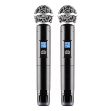 SAL MVN610 professzionális vezeték nélküli mikrofon szett, kb.50m hatótávolság, fém kézi mikrofonok, asztali profi vevőegység, automatikus párosítás, 2x100 UHF csatorna a zavarmentes vételért