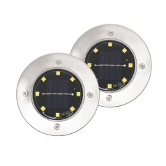   Home MX626WW napelemes kerti lámpa, 2 db-os szett, 8 db melegfehér LED, akkumulátor, acél és műanyag