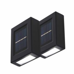   HOME MX658 napelemes falilámpa szett, 2db-os szett, 2db hidegfehér LED, cserélhető AA akkumulátor, fekete