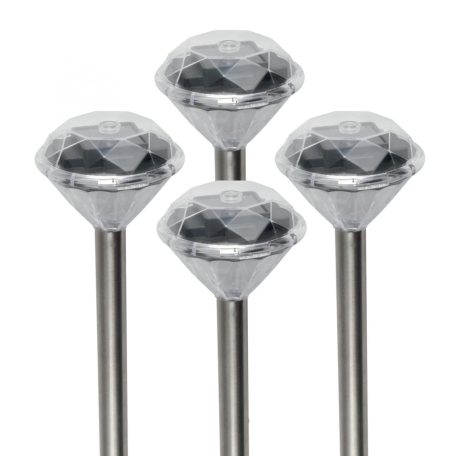 Home MX 802/4 napelemes kerti lámpa szett, 4 db, 1 db LED, fém és műanyag, automatikus, kristályszerű fej