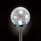 Home MX 826 napelemes kerti lámpa, üveggömb, 1 db LED, fém és üveg, színváltó vagy fehér LED, automatikus