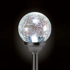   Home MX 826 napelemes kerti lámpa, üveggömb, 1 db LED, fém és üveg, színváltó vagy fehér LED, automatikus