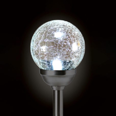 Home MX 826 napelemes kerti lámpa, üveggömb, 1 db LED, fém és üveg, színváltó vagy fehér LED, automatikus