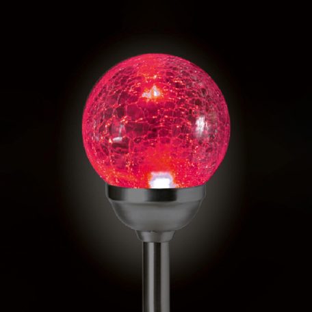 Home MX 826 napelemes kerti lámpa, üveggömb, 1 db LED, fém és üveg, színváltó vagy fehér LED, automatikus