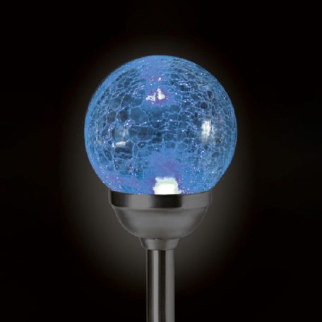 Home MX 826 napelemes kerti lámpa, üveggömb, 1 db LED, fém és üveg, színváltó vagy fehér LED, automatikus