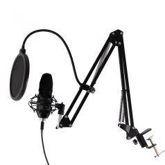   SAL M 100USB mikrofonszett, forgatható asztali állvány, rezgéscsillapított, dupla rétegű popup filter, Plug & Play, kondenzátormikrofon