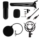 SAL M 100USB mikrofonszett, forgatható asztali állvány, rezgéscsillapított, dupla rétegű popup filter, Plug & Play, kondenzátormikrofon