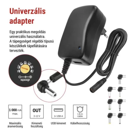 EMOS Univerzális töltőadapter 1000mA USB