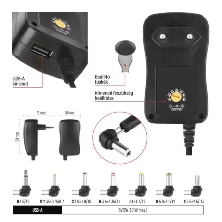 EMOS Univerzális töltőadapter 1000mA USB