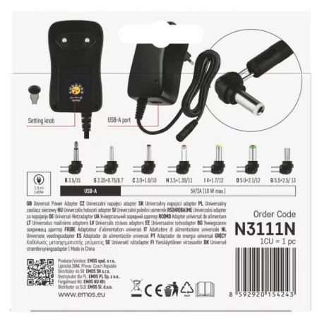 EMOS Univerzális töltőadapter 1000mA USB