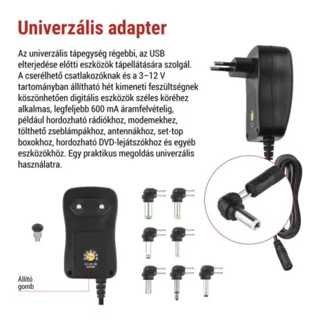 EMOS Univerzális töltőadapter 1500mA USB