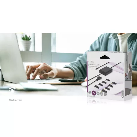 Notebook adapter | GaN | 100 W | 5 / 9 / 12 / 15 / 20 V DC | 3.0 / 5.0 A | Alkalmas erre: Notebook / Okostelefon / Tablet | Euro / C-típus (CEE 7/16)