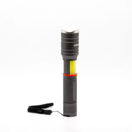 NEBO NEB-6746-G TAC SLYDE zseblámpa, 300 lumen, zoom, alumínium burkolat, IPX4, 5 féle üzemmód, elemes működés