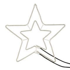   Home NEON 3 csillag figura, LED-es neon fény, villogó funkció, két oldalú, fém váz, IP44, kültéri, beltéri, jégkék, napsárga