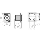 Zárható 1/4" telefoncsatlakozó, D-méretű burkolat, nikkel fém ház és ezüst érintkezők