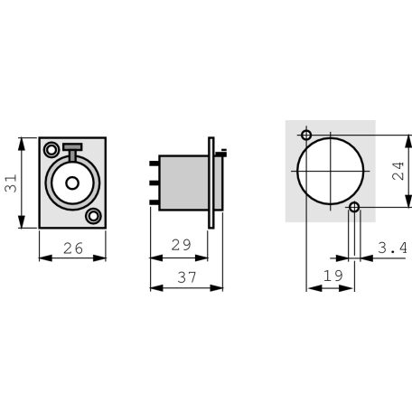 Zárható 1/4" telefoncsatlakozó, D-méretű burkolat, nikkel fém ház és ezüst érintkezők