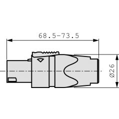   4 pólusú kábelcsatlakozó, tokmány típusú húzásmentesítő, sötétszürke persely
