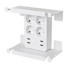   Home NV41USB tálcás USB-s elosztó, 4 földelt aljzat, 4 USB aljzat össz. 1,9A, elforgatható csatlakozódugó, max.3680W,