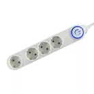 Home NV 04TK/WH talpkapcsolós elosztó világító kapcsolóval, 1,5 m, H05VV-F 3G1,0 mm2 kábel, 4 aljzat gyermekvédelemmel, max. 3500W, fehér