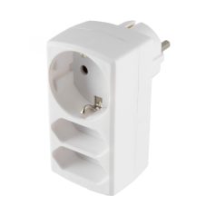   Home NV 131/WH hálózati elosztó, 3 aljzat, 2 EURO aljzat, 1 védőérintkezős aljzat (max. 3680W), fehér