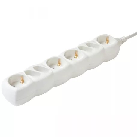 Home NV 18/WH hálózati elosztó, 1,5 m, H05VV-F 3G1,0 mm2 kábel, IP 20 kivitel, 4 védőérintkezős és 4 euro aljzat, max. 3500W, fehér