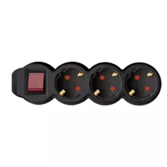   Home NV 3K-3/BK/1,5 hálózati elosztó, 3 m, H05VV-F 3G1,5 mm2 kábel, kétpólusú kapcsoló, IP20 kivitel, 3 védőérintkezős aljzat, max. 3500W, fekete