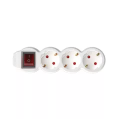   Home NV 3K/WH/1,5 hálózati elosztó, 1,5 m, H05VV-F 3G1,5 mm2 kábel, kétpólusú kapcsoló, IP20 kivitel, 3 védőérintkezős aljzat, max. 3500W, fehér