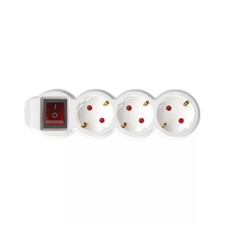 Home NV 3K/WH/1,5 hálózati elosztó, 1,5 m, H05VV-F 3G1,5 mm2 kábel, kétpólusú kapcsoló, IP20 kivitel, 3 védőérintkezős aljzat, max. 3500W, fehér