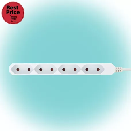 Home NV 4E-3/WH EURO hálózati elosztó, 3 m, H05VVH2-F 2 x 0,75 mm2, 4 védőérintkezős EURO aljzat, max. 2300 W, fehér