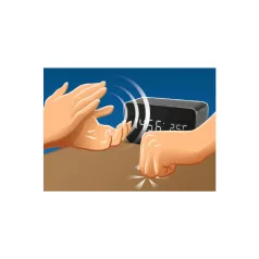   Home OC 04 digitális LED ébresztőóra, valódi faburkolat, tapsra aktiválható fehér kijelző, dátum és hőmérséklet kijelzés, elemes vagy hálózati tápellátás