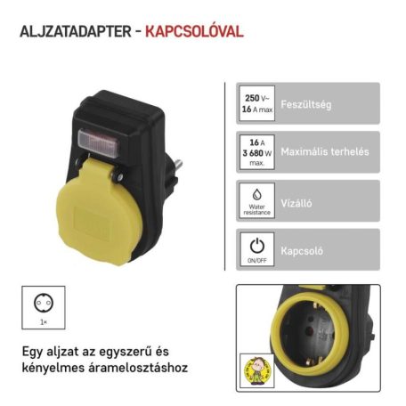 EMOS Kapcsolható aljzat IP44