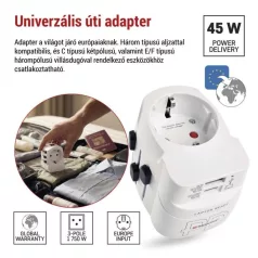 EMOS utazó adapter P0056U fehér, 1×USB-C, 1×USB-A