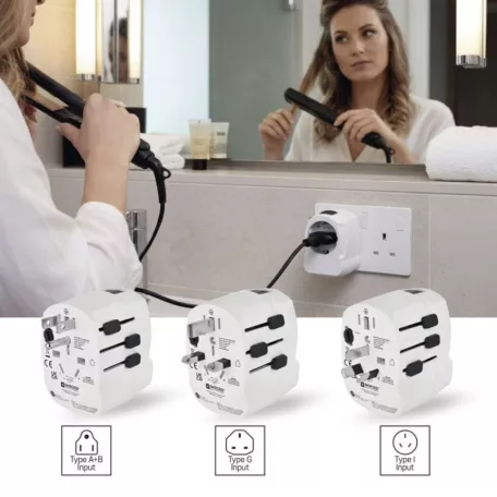 EMOS utazó adapter P0056U fehér, 1×USB-C, 1×USB-A