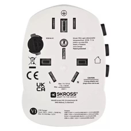 EMOS utazó adapter P0056U fehér, 1×USB-C, 1×USB-A