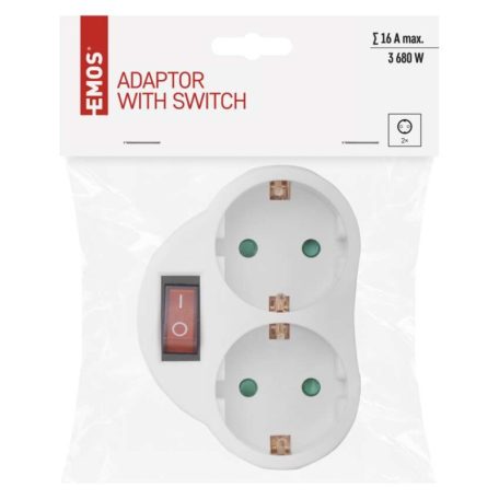 EMOS Elosztó aljzat SCHUKO 2x lapos, fehér