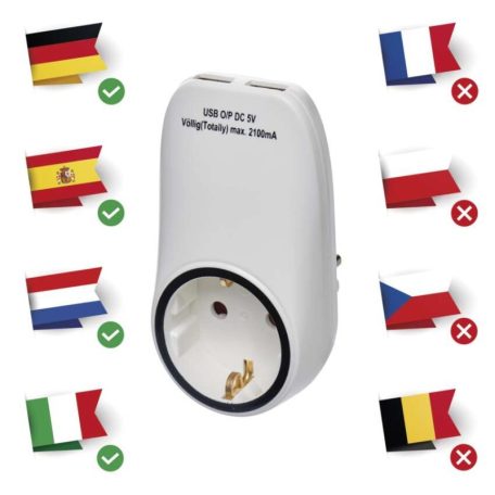 EMOS Aljzat 2xUSB SCHUKO, fehér