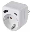 Aljzat elágazó 1×, 1×USB-A+1×USB-C, fehér