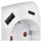 Aljzat elágazó 1×, 1×USB-A+1×USB-C, fehér