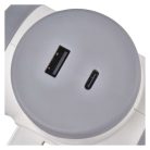 Aljzat elágazó 2×, 1×USB-A+1×USB-C, fehér-szürke