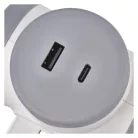 Aljzat elágazó 2×, 1×USB-A+1×USB-C, fehér-szürke
