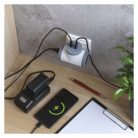 Aljzat elágazó 2×, 1×USB-A+1×USB-C, fehér-szürke