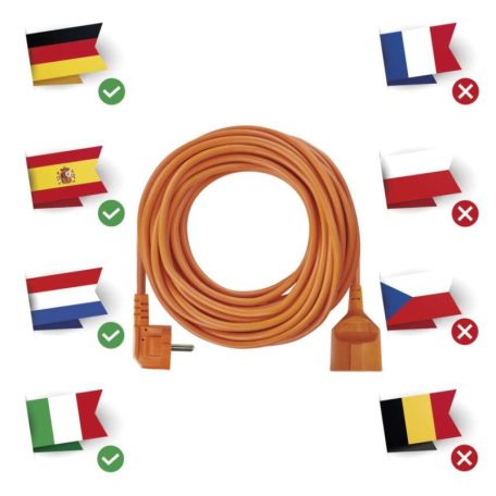 Hosszabbító 15 m / 1 aljzat / narancssárga / PVC / 250 V / 1,5 mm2