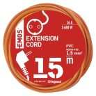 Hosszabbító 15 m / 1 aljzat / narancssárga / PVC / 250 V / 1,5 mm2