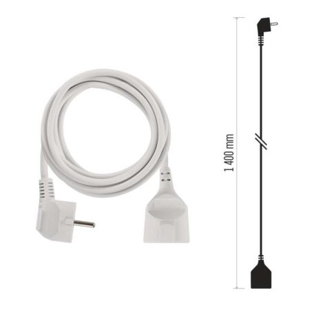 Hosszabbító 1,4 m  /  1 aljzat  /  fehér  /  PVC  /  1 mm2