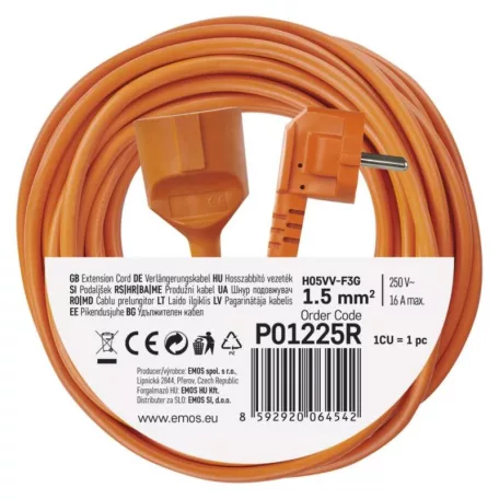 Hosszabbító 25 m / 1 aljzat / narancssárga / PVC / 250 V / 1,5 mm2